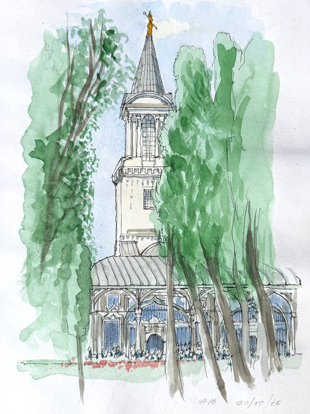Topkapi Palace Istanbul — ink and watercolour drawing