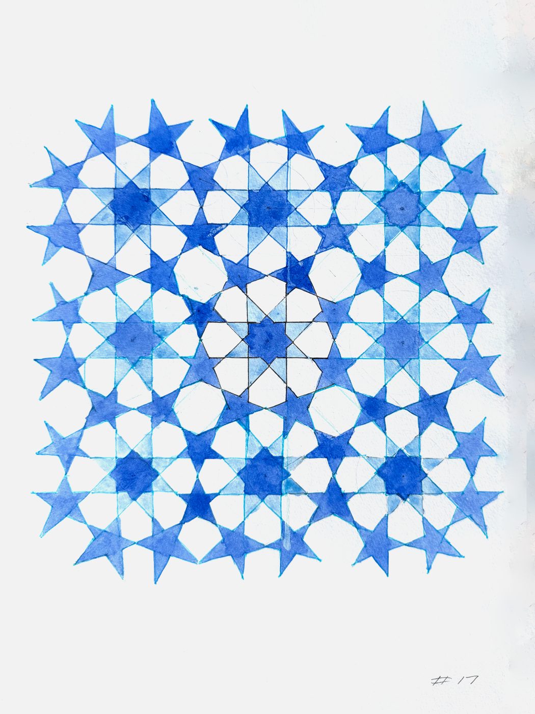 Islamic Geometry — ink and watercolour drawing
