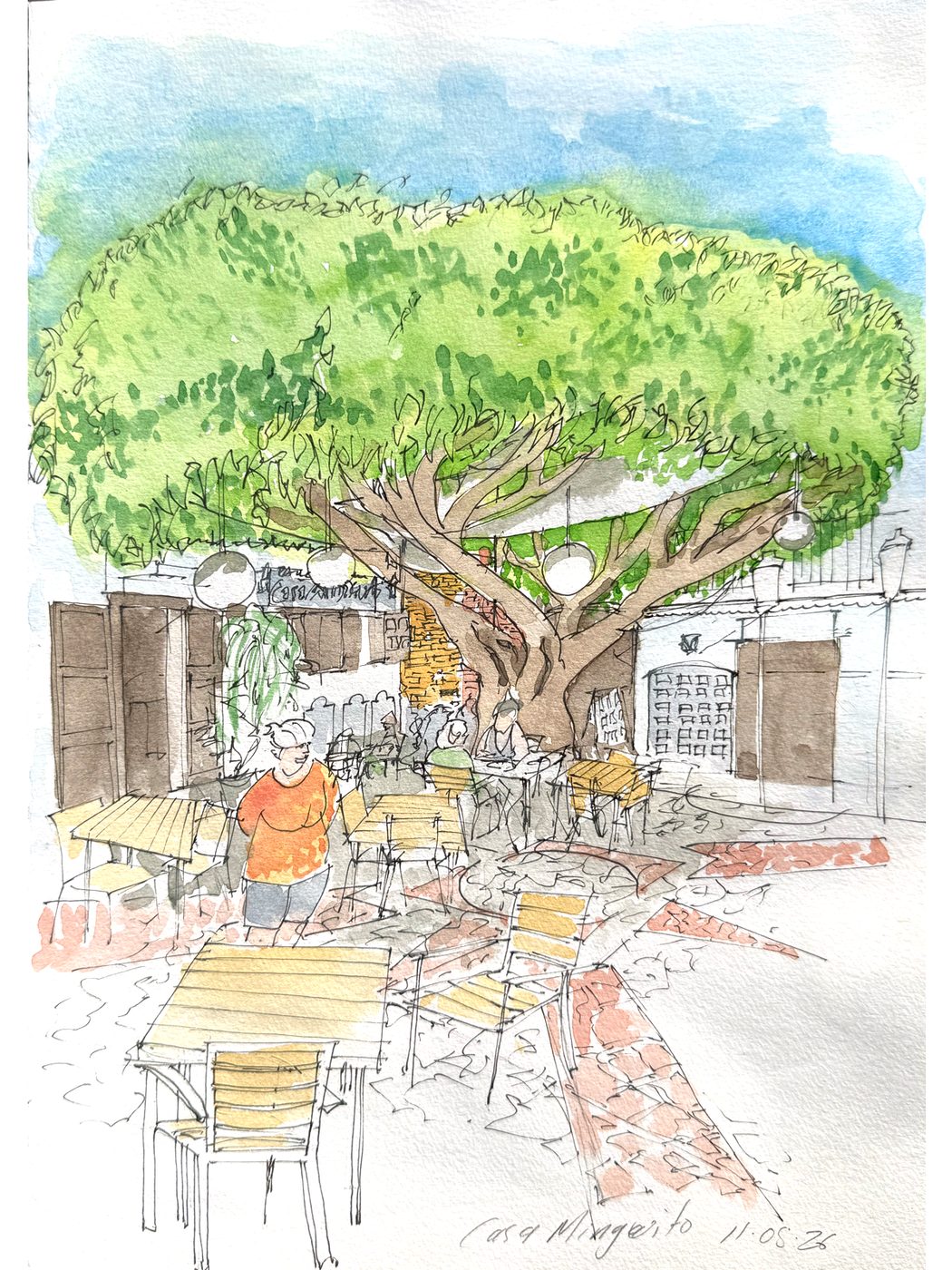 Casa Minguito, Mojácar, Spain — ink and watercolour drawing