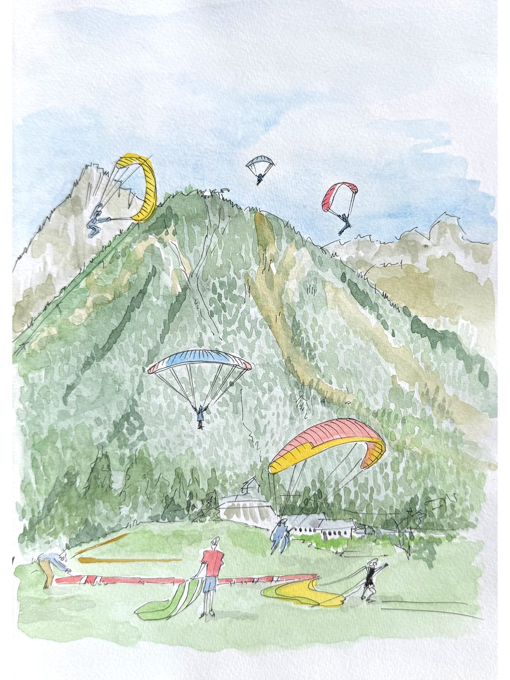 Chamonix, France — ink and watercolour drawing
