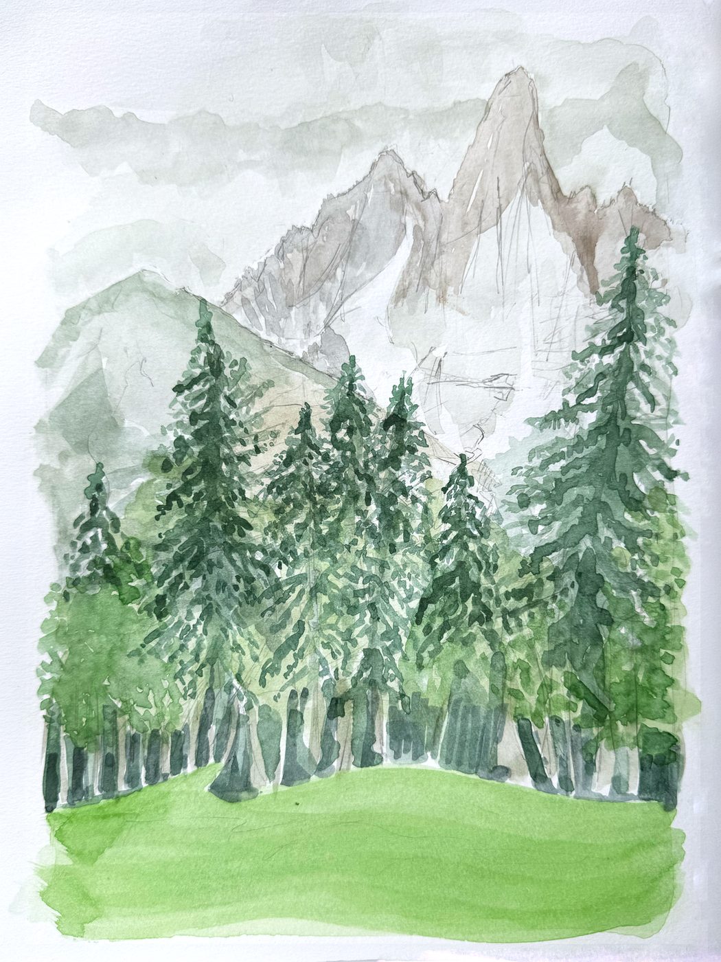 Les Praz-De-Chamonix, Rhône-Alpes, France — ink and watercolour drawing