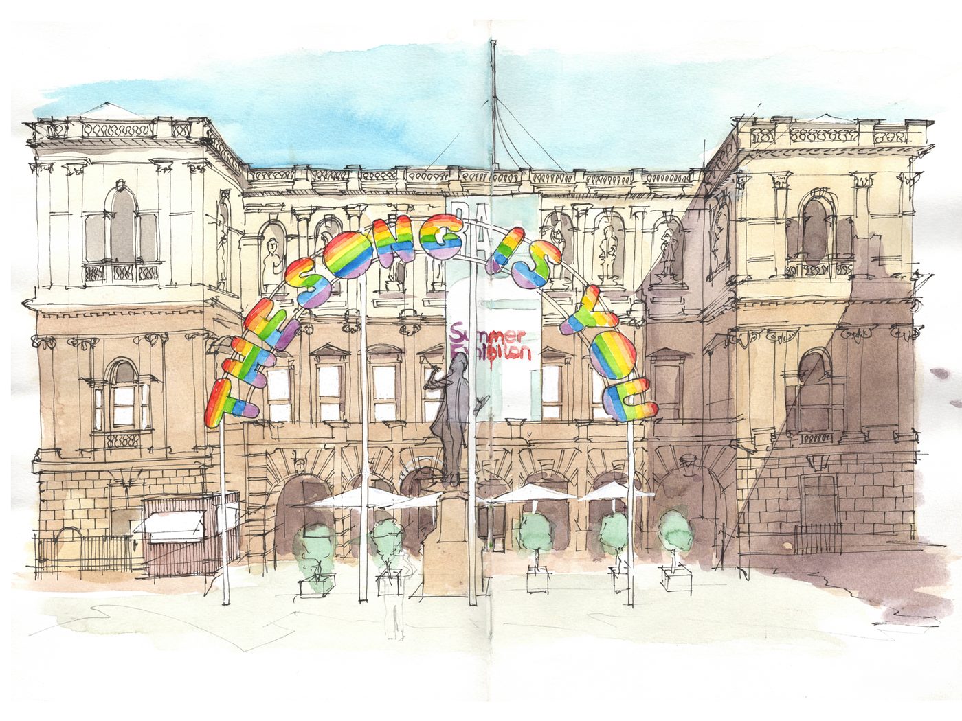 Royal Academy — ink and watercolour drawing