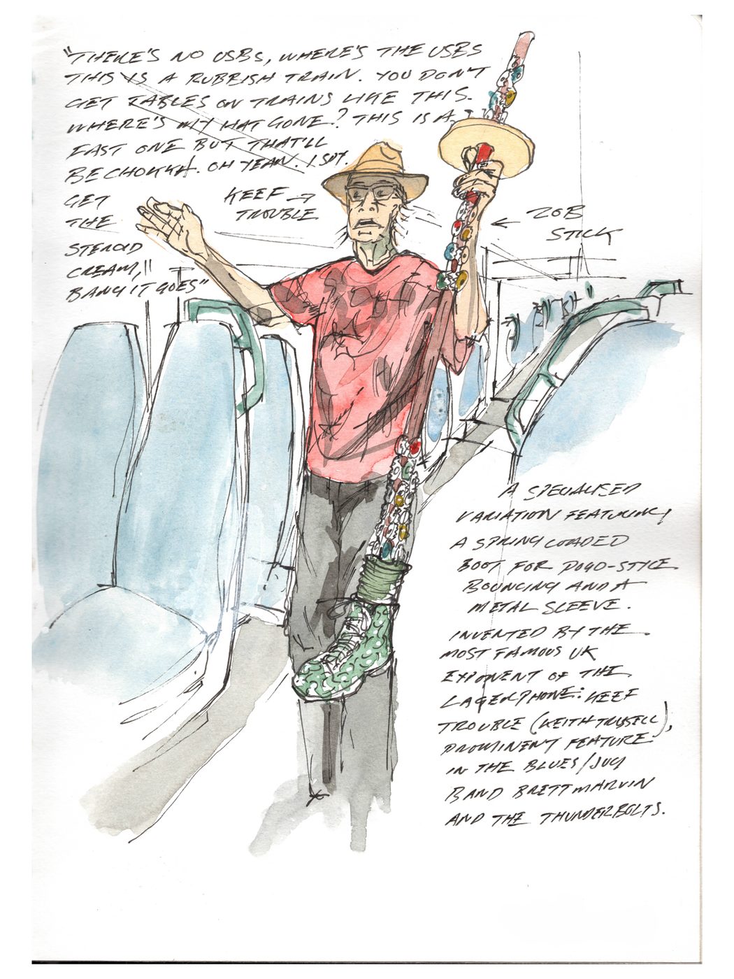 Keef Trouble — ink and watercolour drawing