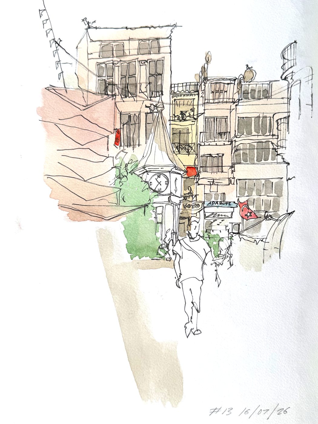 Drawing 013 — ink and watercolour drawing
