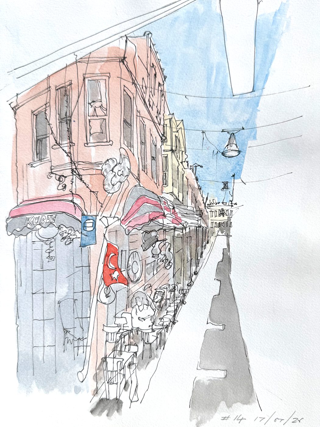 Drawing 014 — ink and watercolour drawing